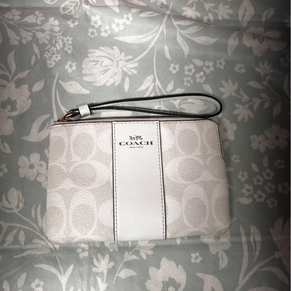 Coach Ivory Signature Wristlet